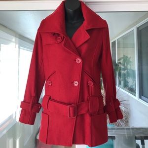 Classic wool blend pea coat jacket